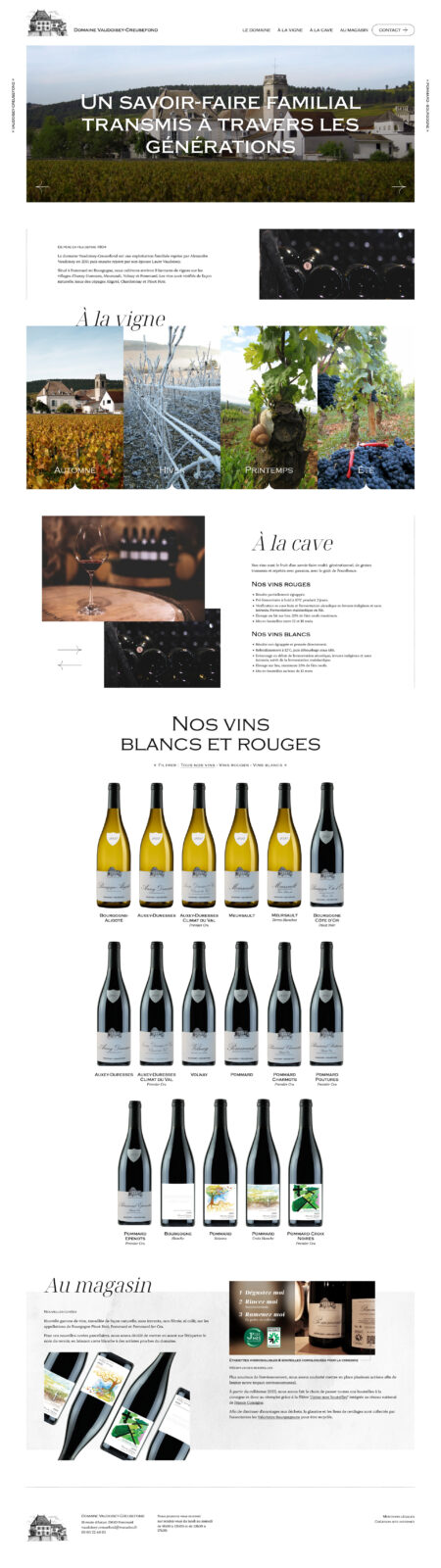 Création d'un site internet one-page pour un domaine viticole, vigneron en Bourgogne-Franche-Comté