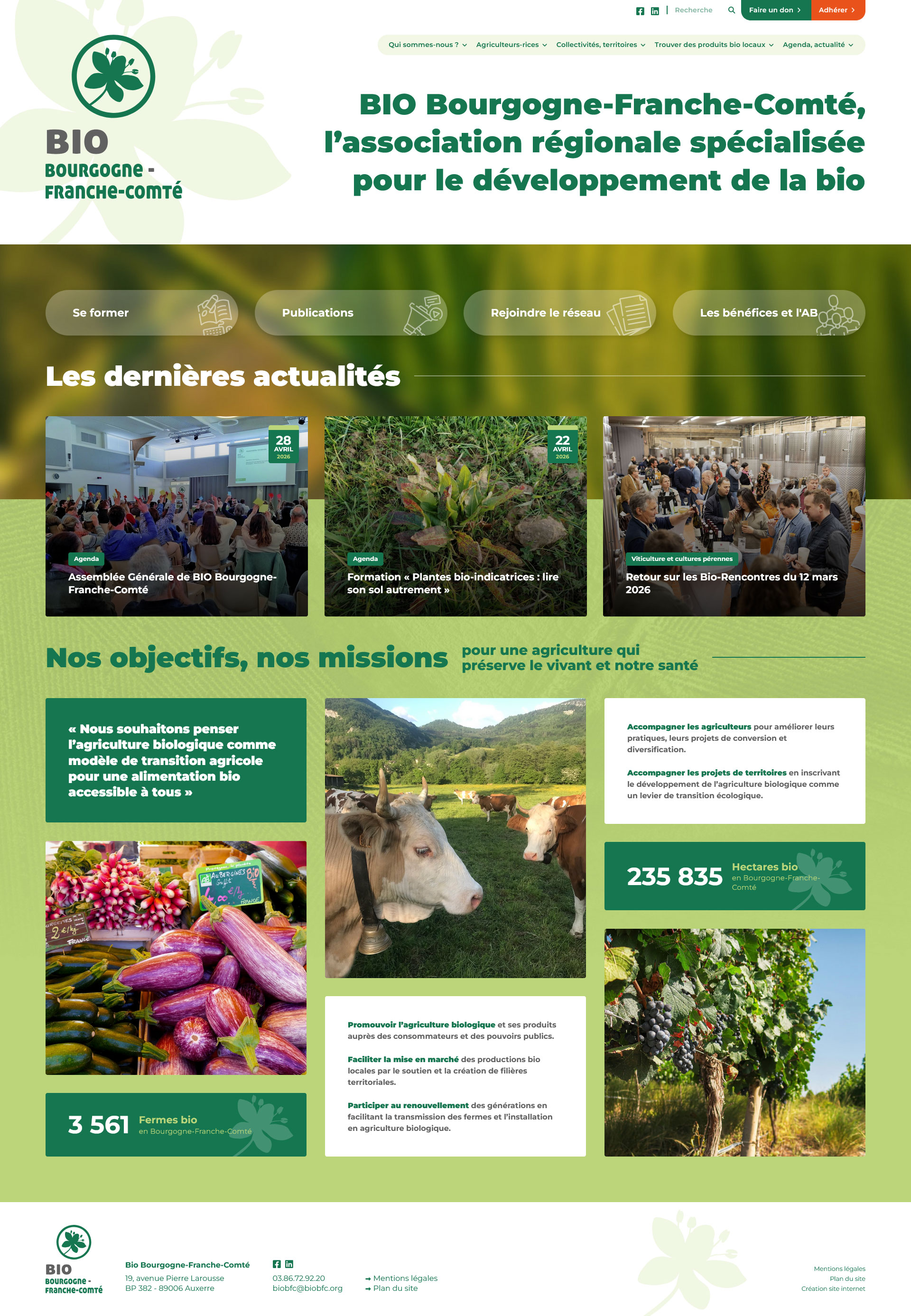 Création de site internet sur mesure à Dijon pour l'association BIO Bourgogne-Franche-Comté