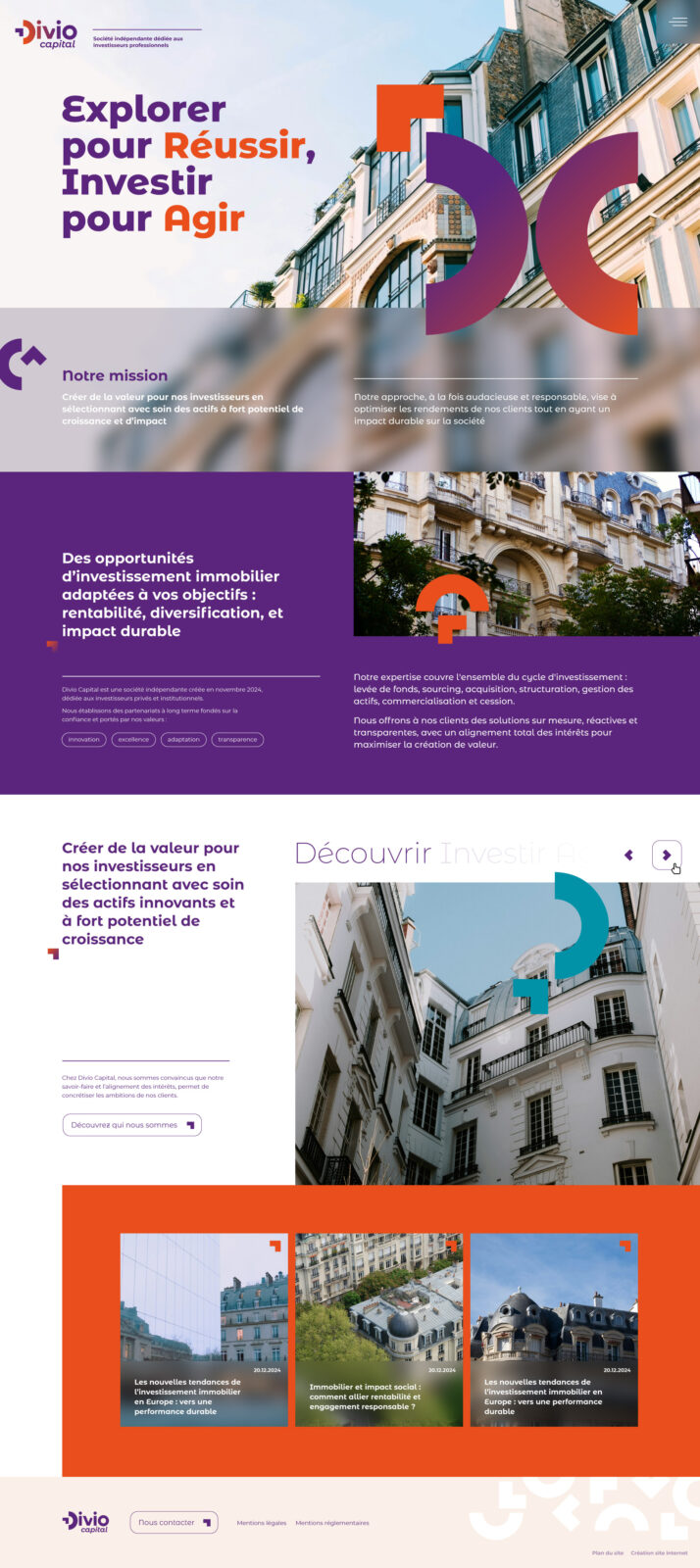 Création de site internet sur mesure à Dijon pour Divio Capital, société d'investissement