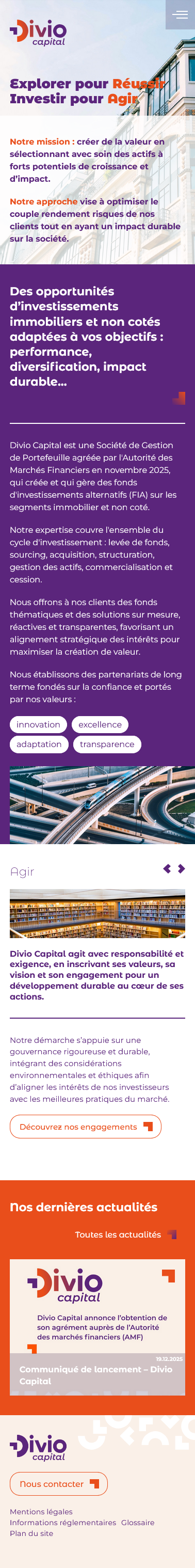 Création de site internet sur mesure à Dijon pour Divio Capital, société d'investissement
