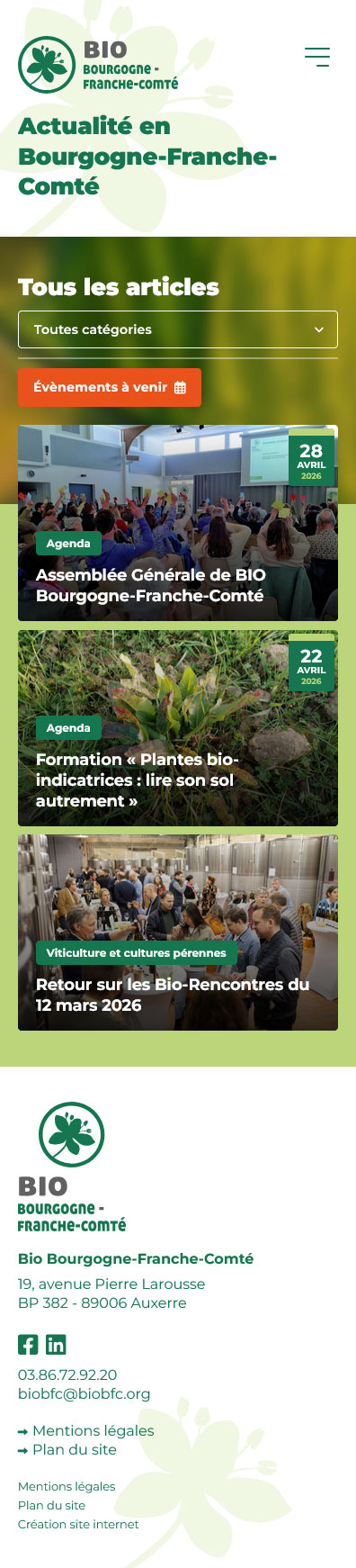 Création de site internet sur mesure à Dijon pour l'association BIO Bourgogne-Franche-Comté