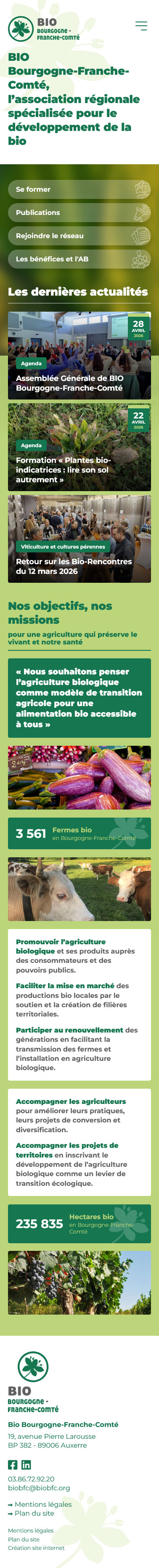 Création de site internet sur mesure à Dijon pour l'association BIO Bourgogne-Franche-Comté
