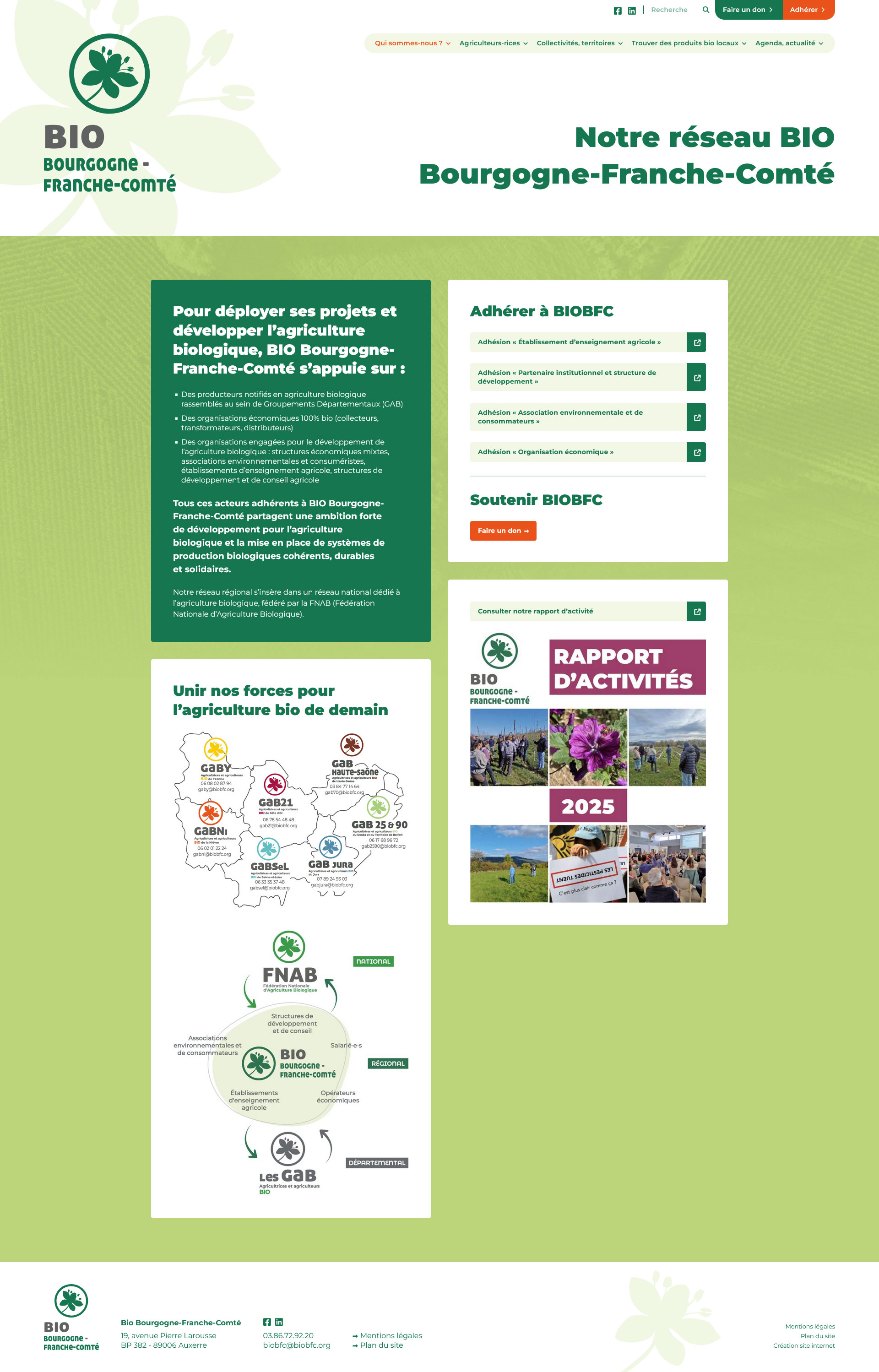 Création de site internet sur mesure à Dijon pour l'association BIO Bourgogne-Franche-Comté